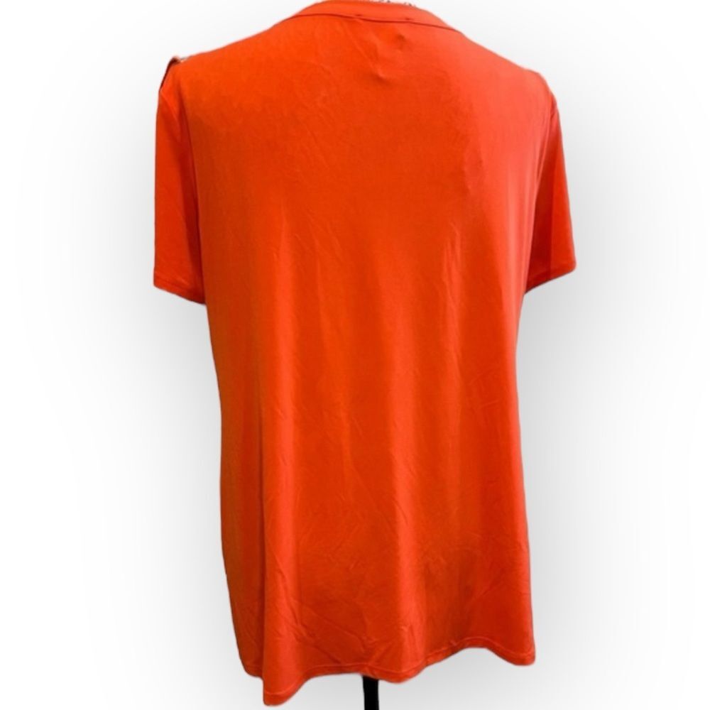 Carmen Marc Valvo Orange Lace-Up Sleeve Top – Size L - Picture 2 of 4